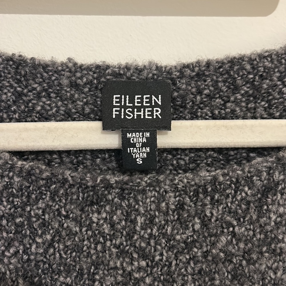 Eileen Fisher Merino Wool Cashmere Crew Gray Sweater Italian Yarn - Picture 4 of 6